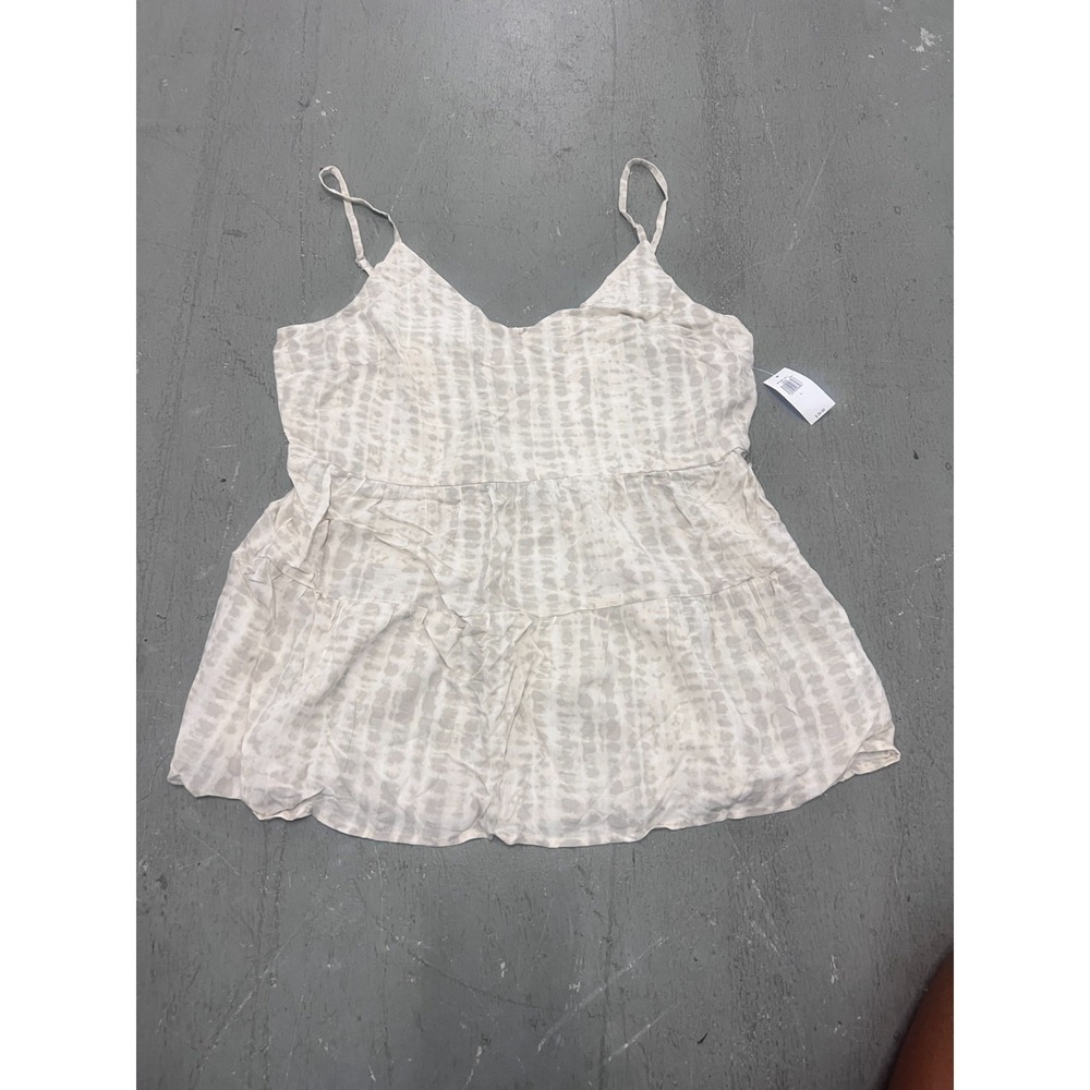Old Navy Tiered Cami Top Women's L Beige Tie Dye Adjustable Spaghetti Straps NWT
